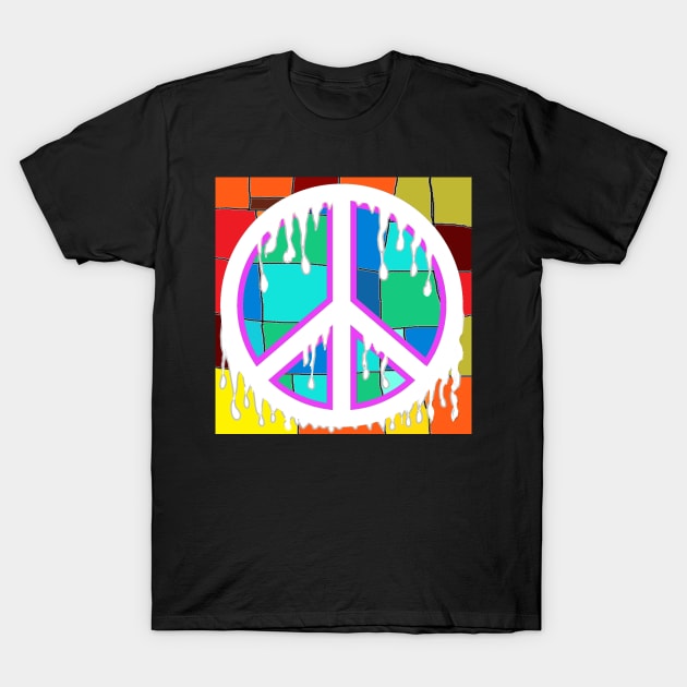 peace blue orange art pop art T-Shirt by LowEndGraphics